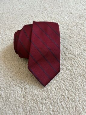 Vintage collectible Austin Reed red striped necktie, 56” preppy academia party